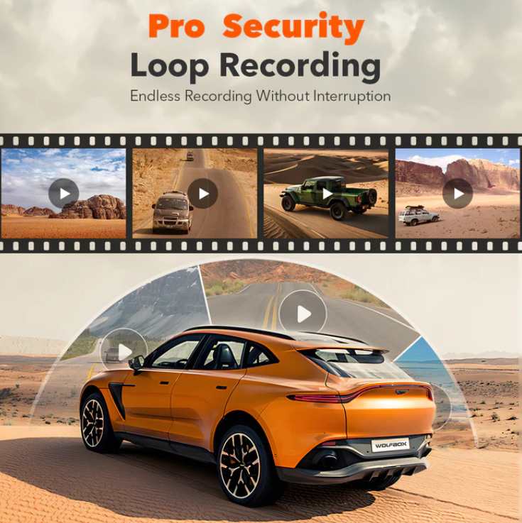 WOLFBOX G900Pro 12MP WiFi Touch Screen Rear View Mirror Dash Cam Smart Mirror